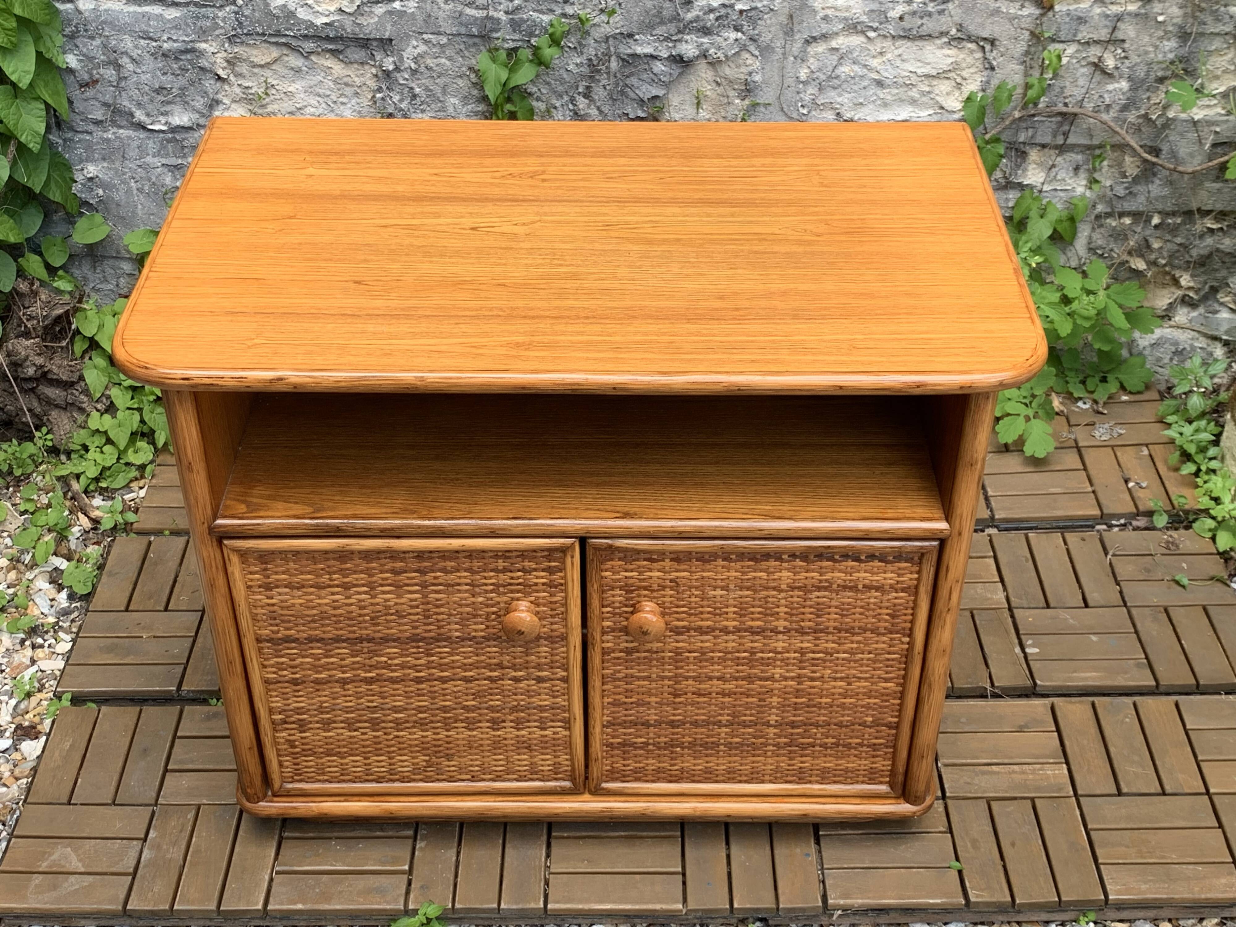 Oak rattan and woven wicker furniture 1980