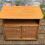 Oak rattan and woven wicker furniture 1980