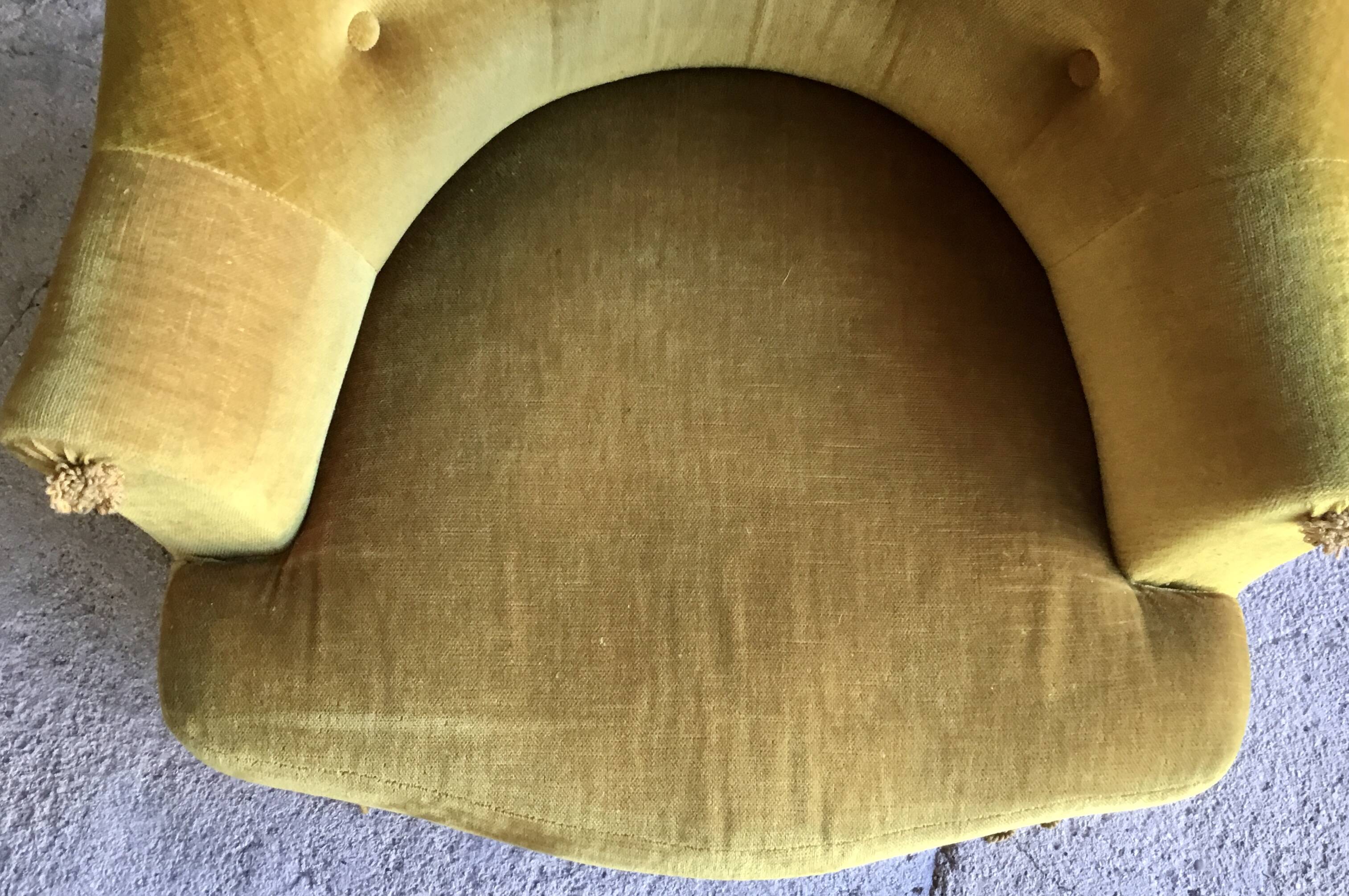 Vintage Mustard Yellow Fringed Toad Chair