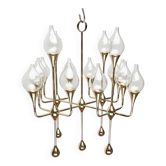 Mid-Century Scandinavian Brass and Glass Clear Drops Oil Lamp or Candleholder by Freddie Andersen, 1960s