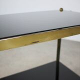 Brass service dessert set with black glass, Germany, 1970s