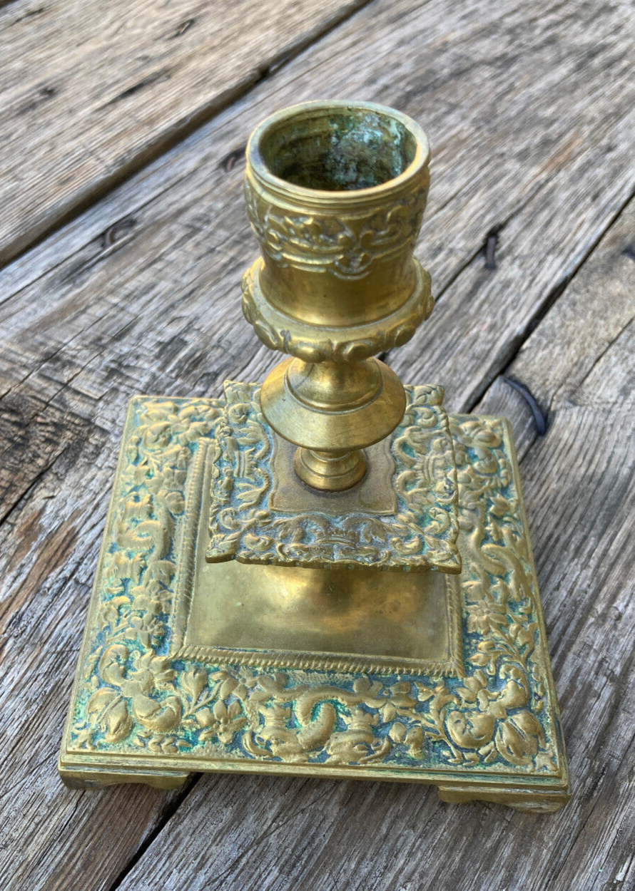 Gilded bronze candle holder, Asian fish decoration, China