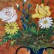Painting / oil on cardboard framed vintage 50s