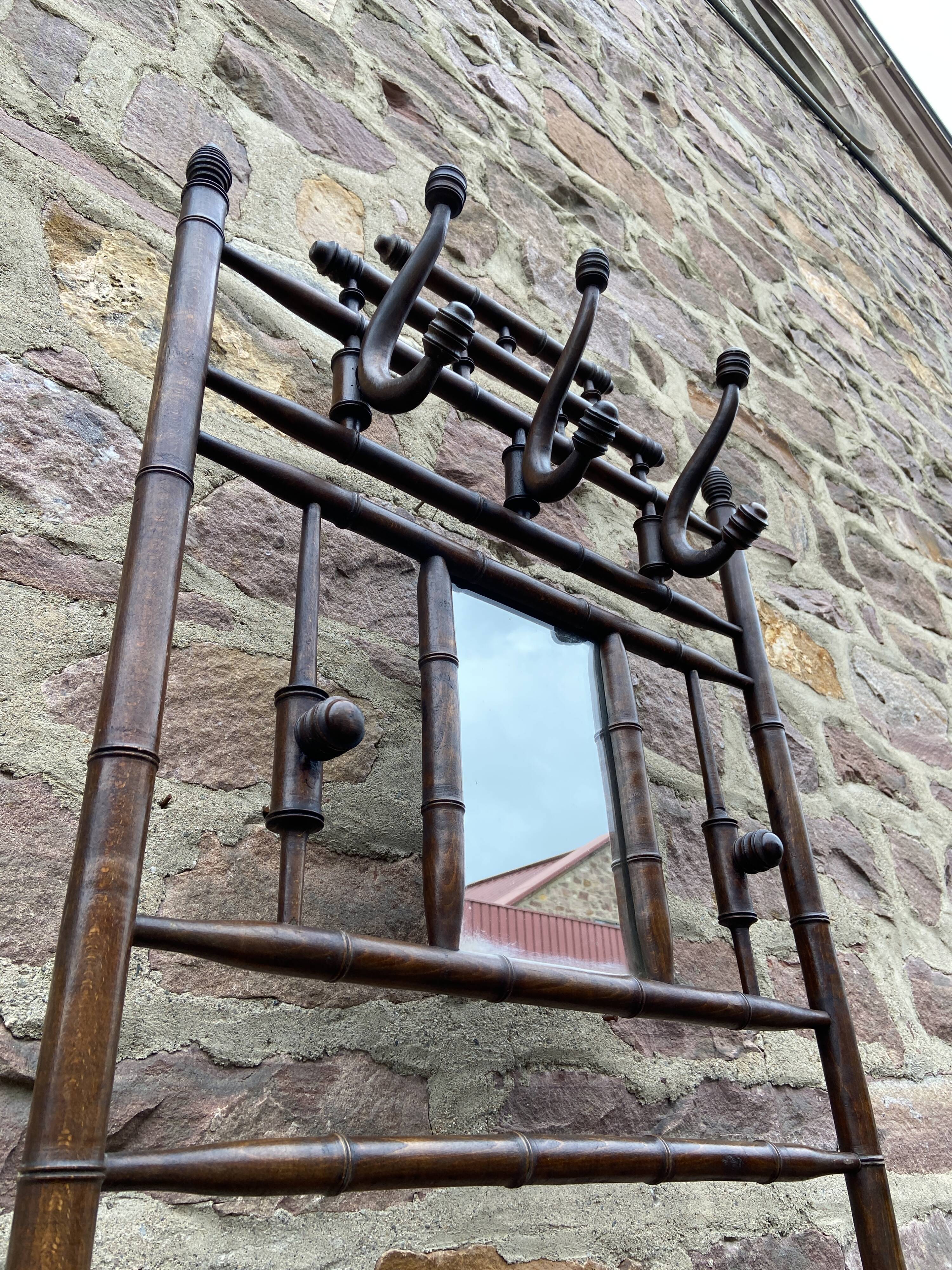 Vintage 1930s curved wood bamboo coat rack