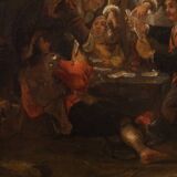 18th century Flemish painting on panel, card players