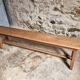 Vintage oak bench, solid wood dining bench, rustic farmhouse bench, French country style, circa 1950–1965.