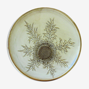 Dish in sandstone enamelled Huguette Bessone in Vallauris