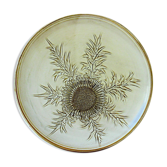 Dish in sandstone enamelled Huguette Bessone in Vallauris
