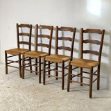 Ensemble de 4 chaises paillées