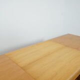 Adjustable dining set in oak and leather chairs by Van Den Berghe Pauvers