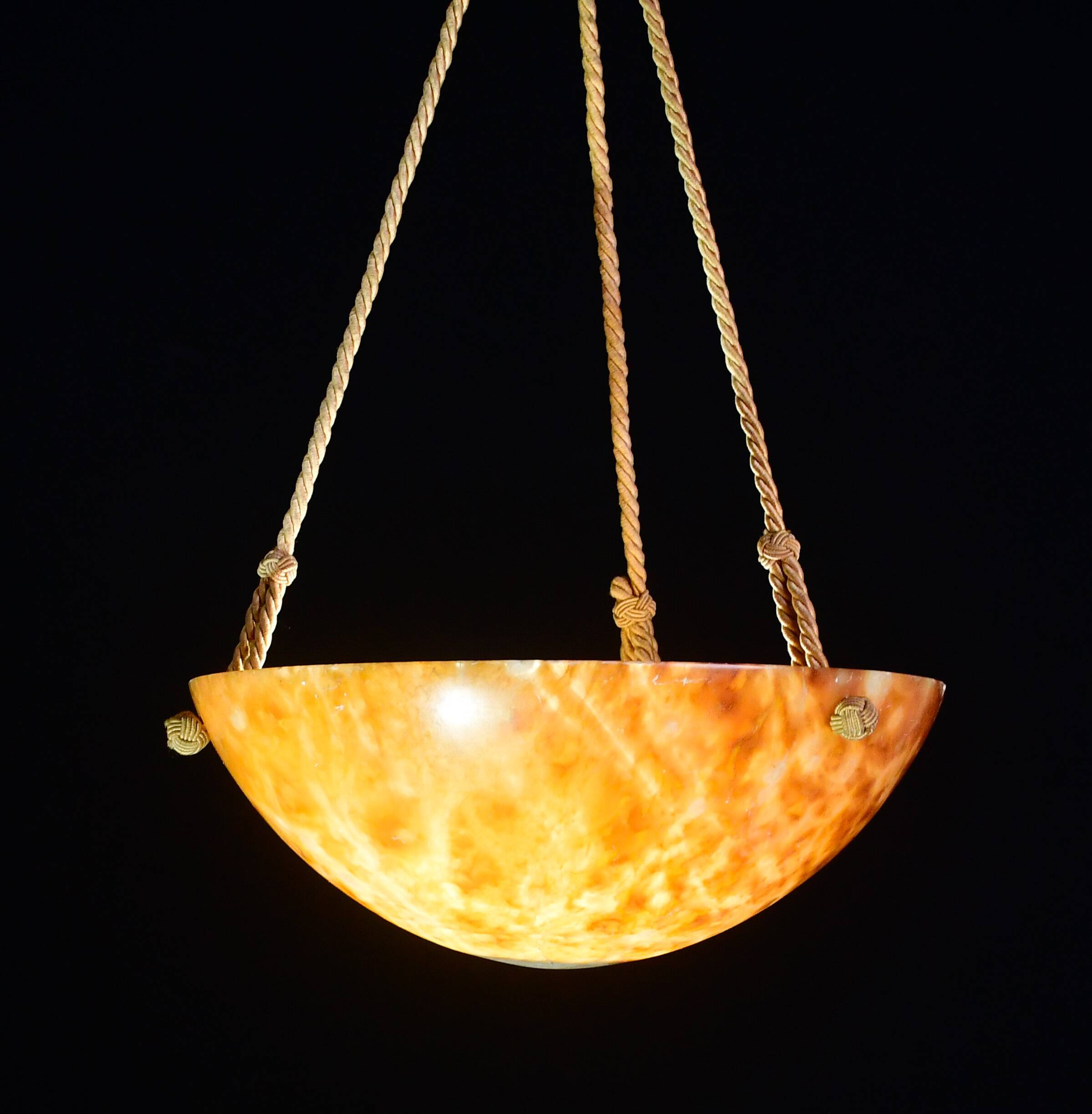 Art Deco great design brown alabaster chandelier, 1940s