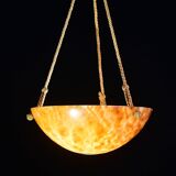 Art Deco great design brown alabaster chandelier, 1940s