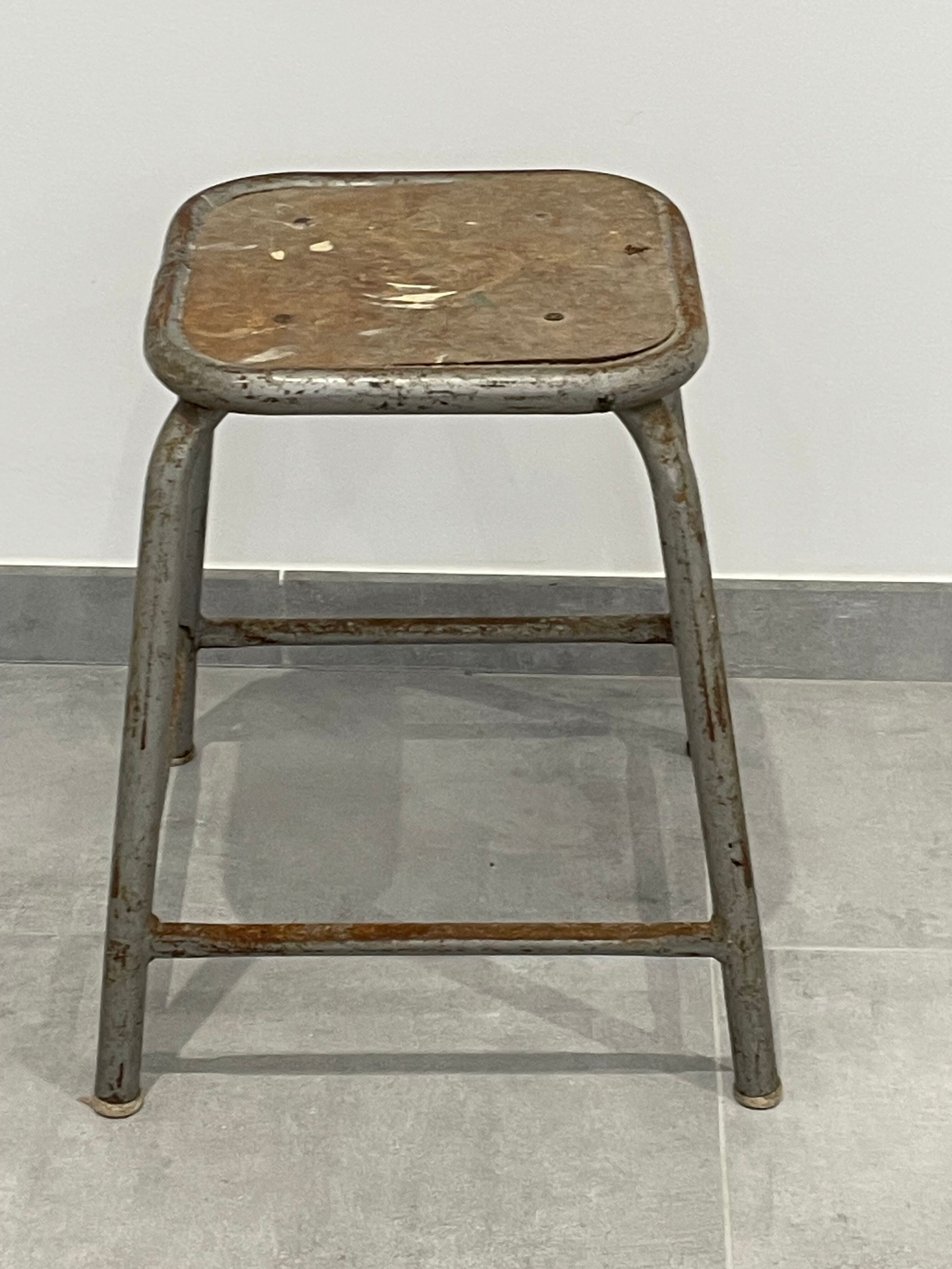 Tabouret d'atelier fer et bois