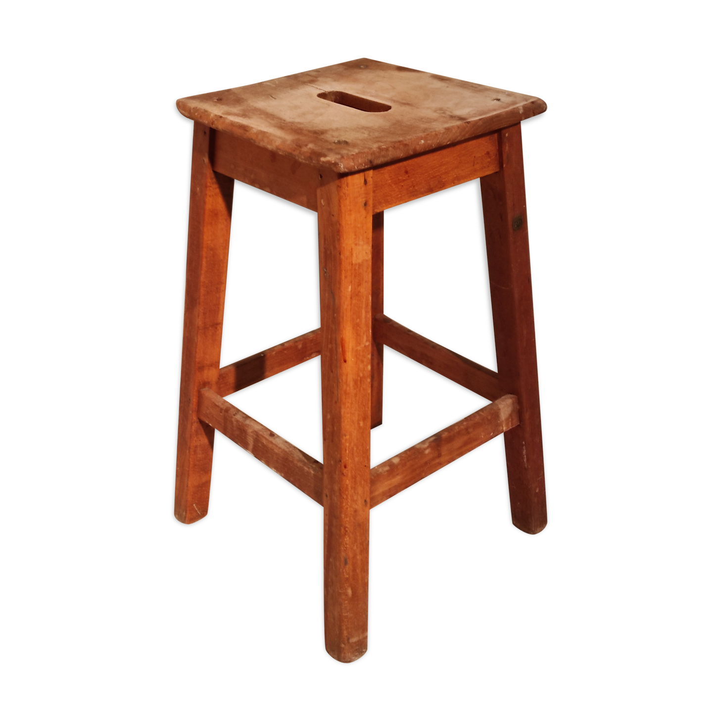 Former vintage Manufrance wooden workshop stool