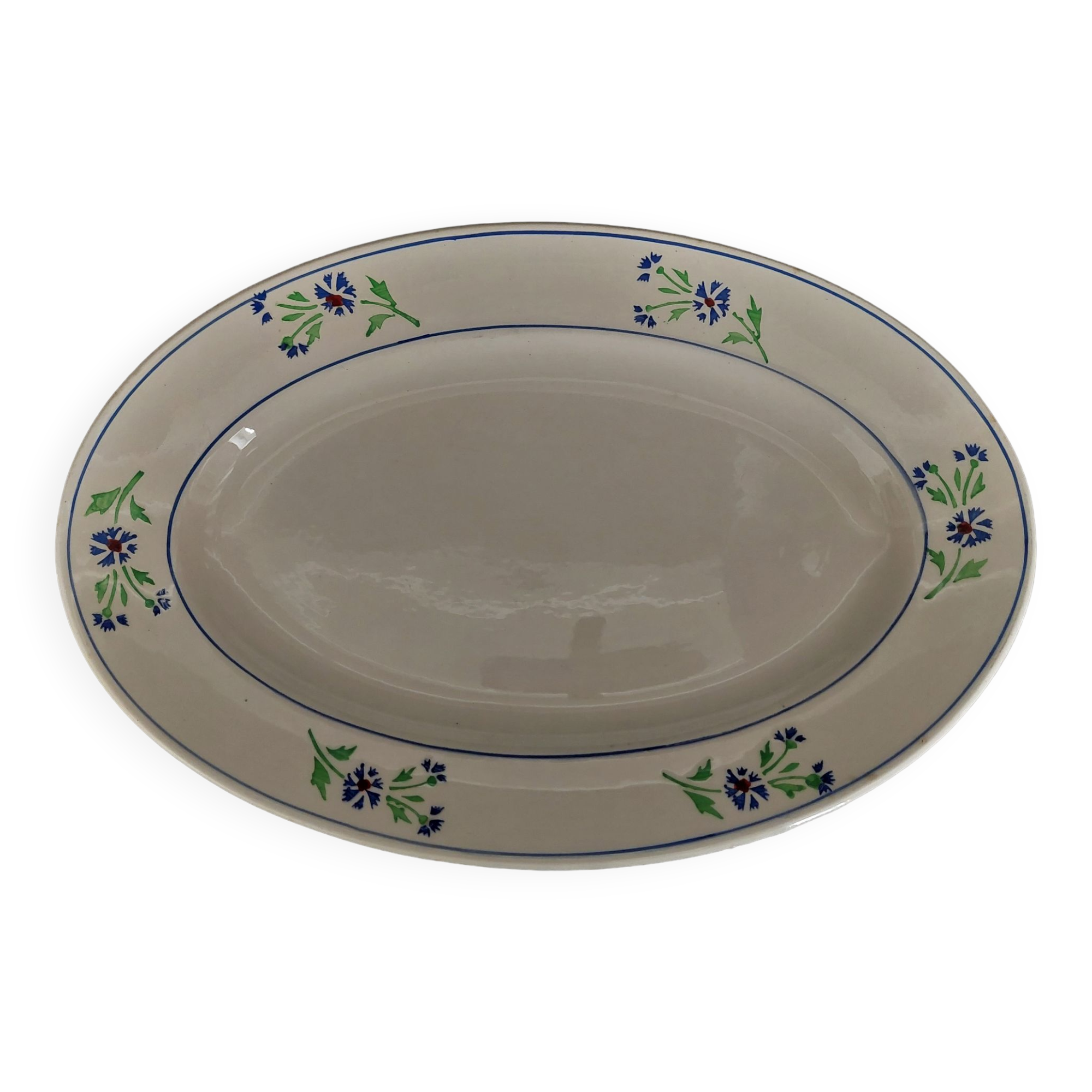 Oval Badonviller earthenware serving dish, early 20th century