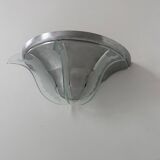 Vintage art deco wall light, brushed metal and glass, France 1930