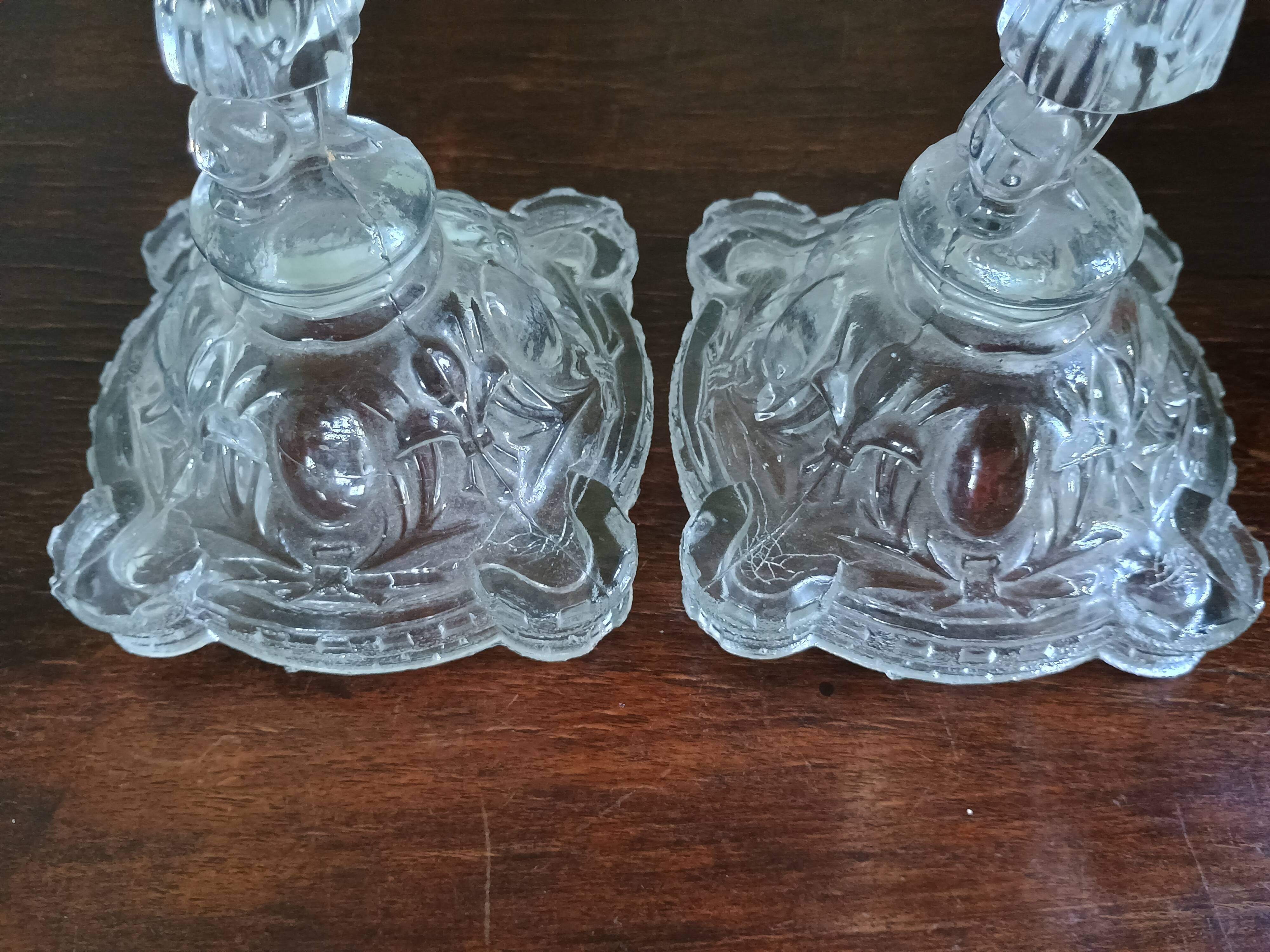 Fake pair - Joan of Arc warrior candlestick - Lily - Portieux glass