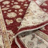 Handmade Wool Red Rug, Floral Oriental Carpet for Living Room 152x100cm