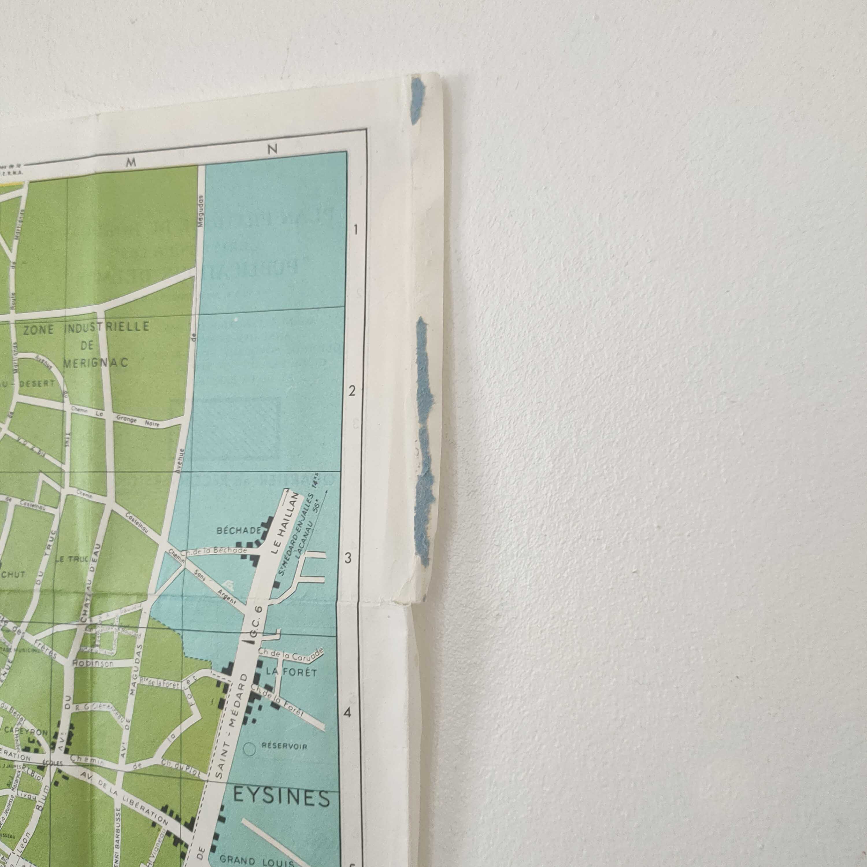 Vintage map Bordeaux and its suburbs
