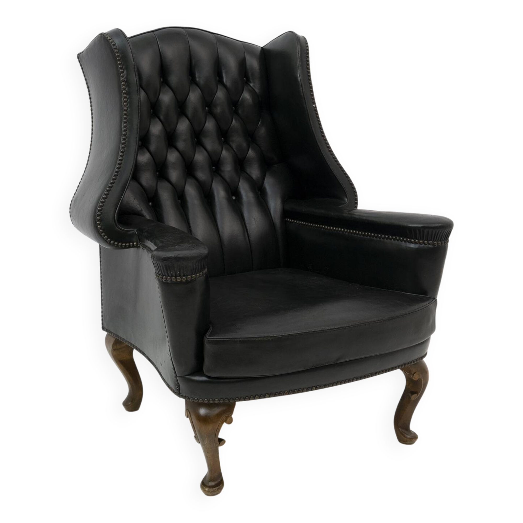 Georgian Style Rare Original Chesterfield Leather Armchair, 1950s
