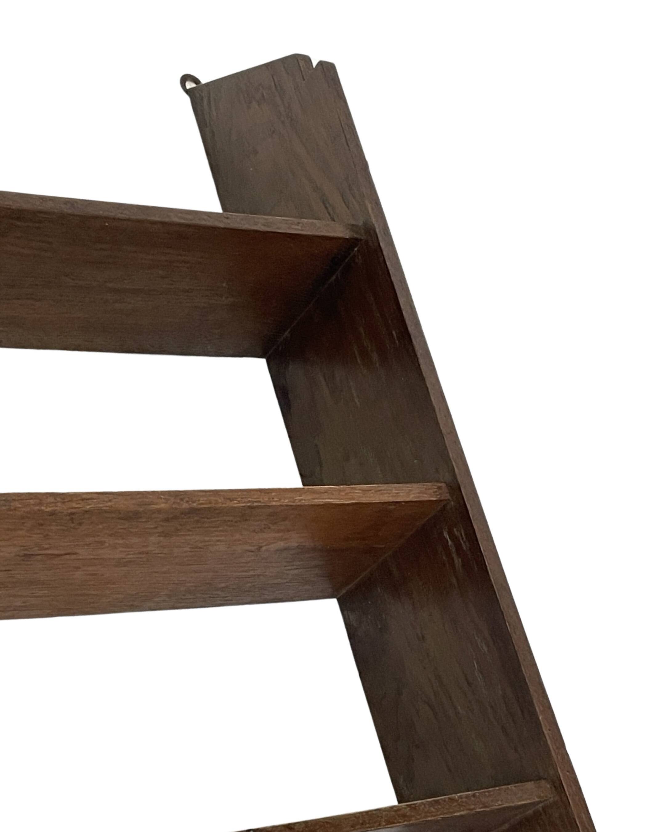 Vintage wooden wall shelve rack bookshelf in oak