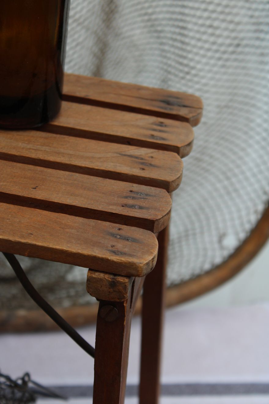 Folding wooden stool