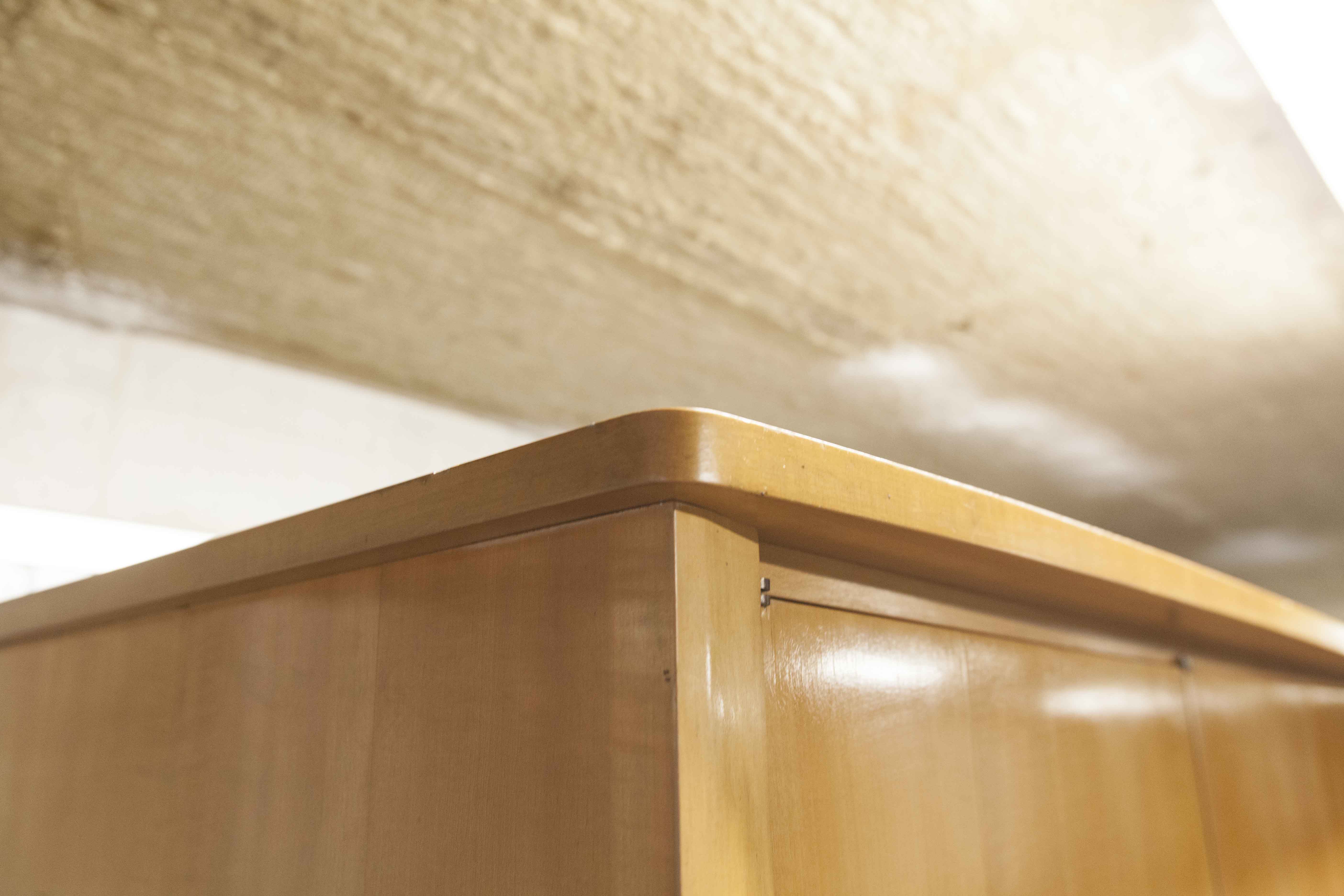 Scandinavian wardrobe 1960 honey color 4 doors L 205 cm