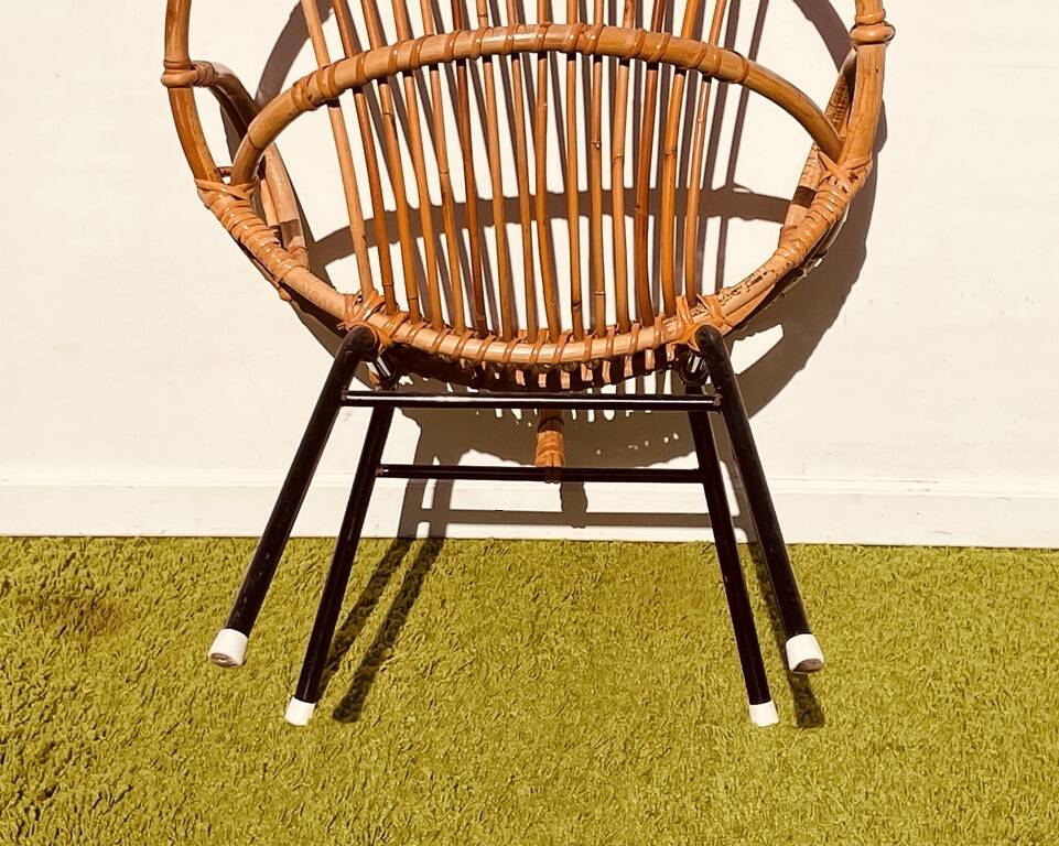 Pair of lounge rattan armchairs by D. Van Sliedregt / R. Noordwolde. Vintage