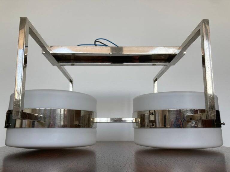 Unique big chrome Bauhaus flushmount / pendant, 1930s