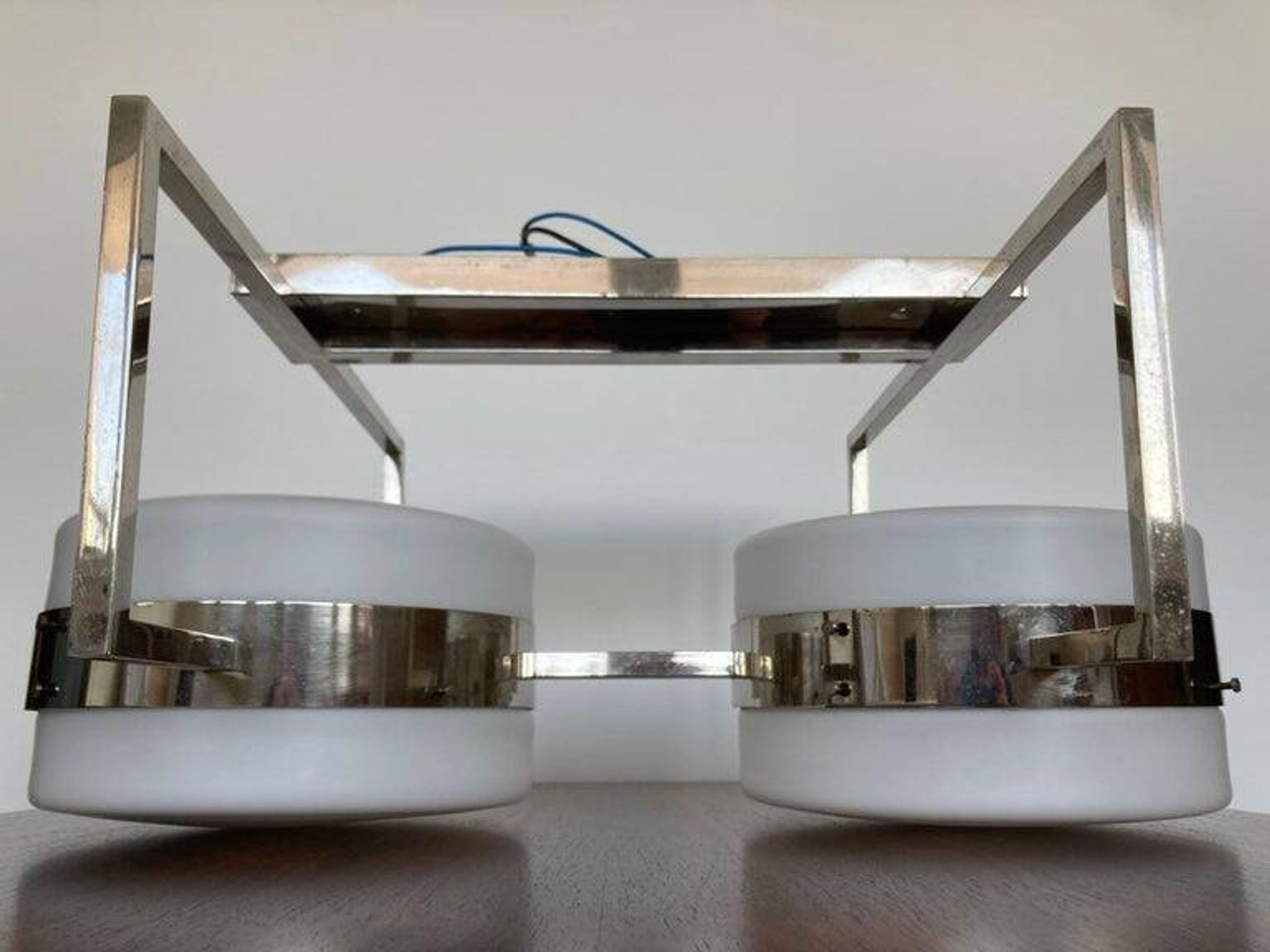 Unique big chrome Bauhaus flushmount / pendant, 1930s
