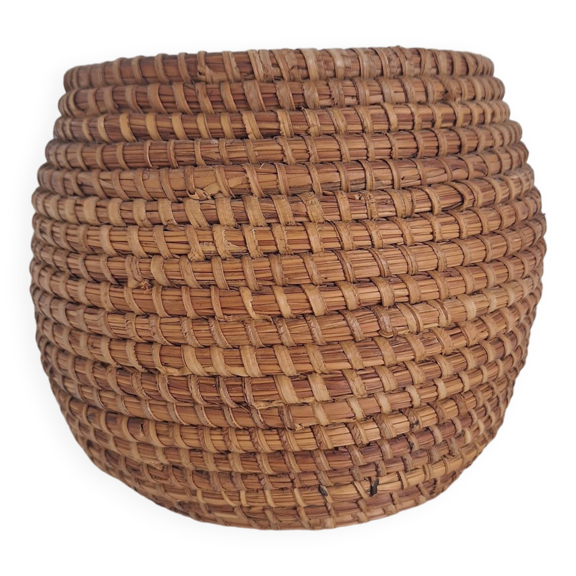 Woven wicker pot