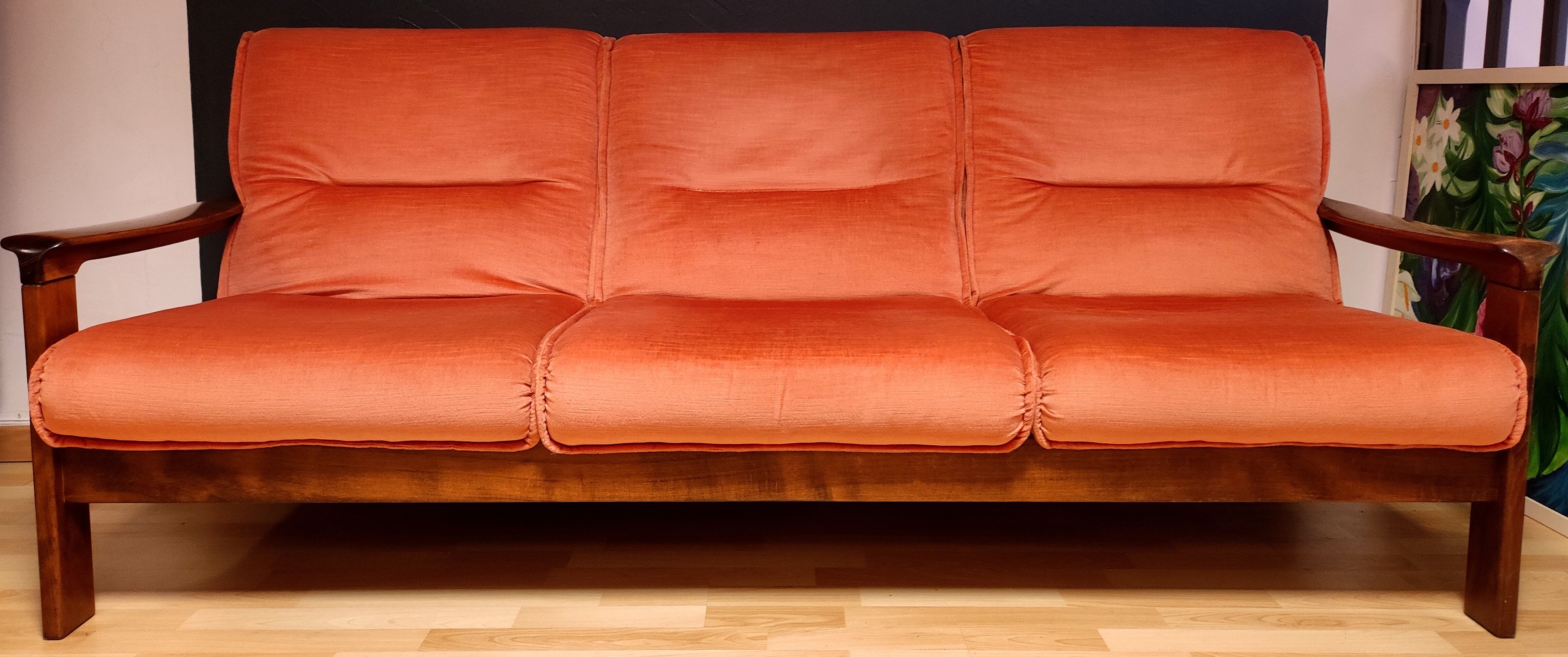 Danish velvet sofa late 1960s