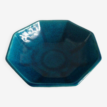 Cracked blue ceramic bowl