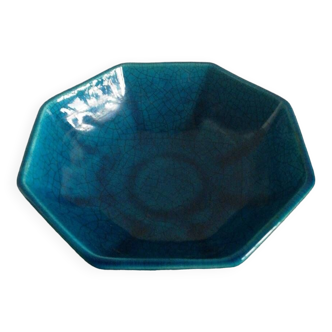 Cracked blue ceramic bowl