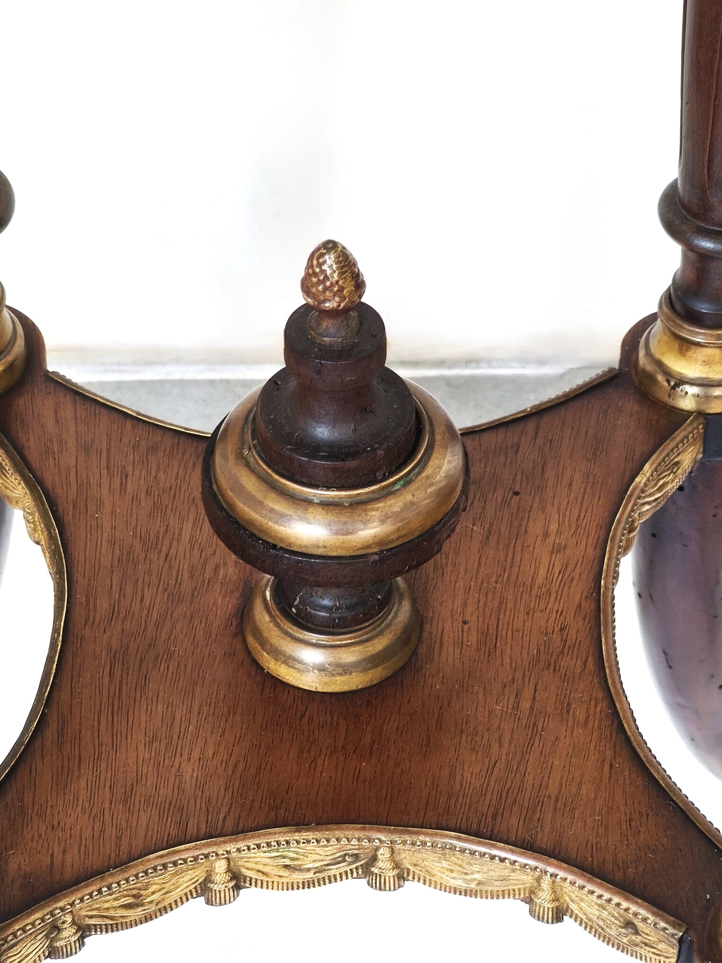 Napoleon III style side table in solid walnut, onyx top and details.