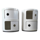 Pair of vintage white/cream Componibili bedside tables - Kartell