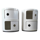 Paire de chevets Componibili vintage blanc/crème - kartell