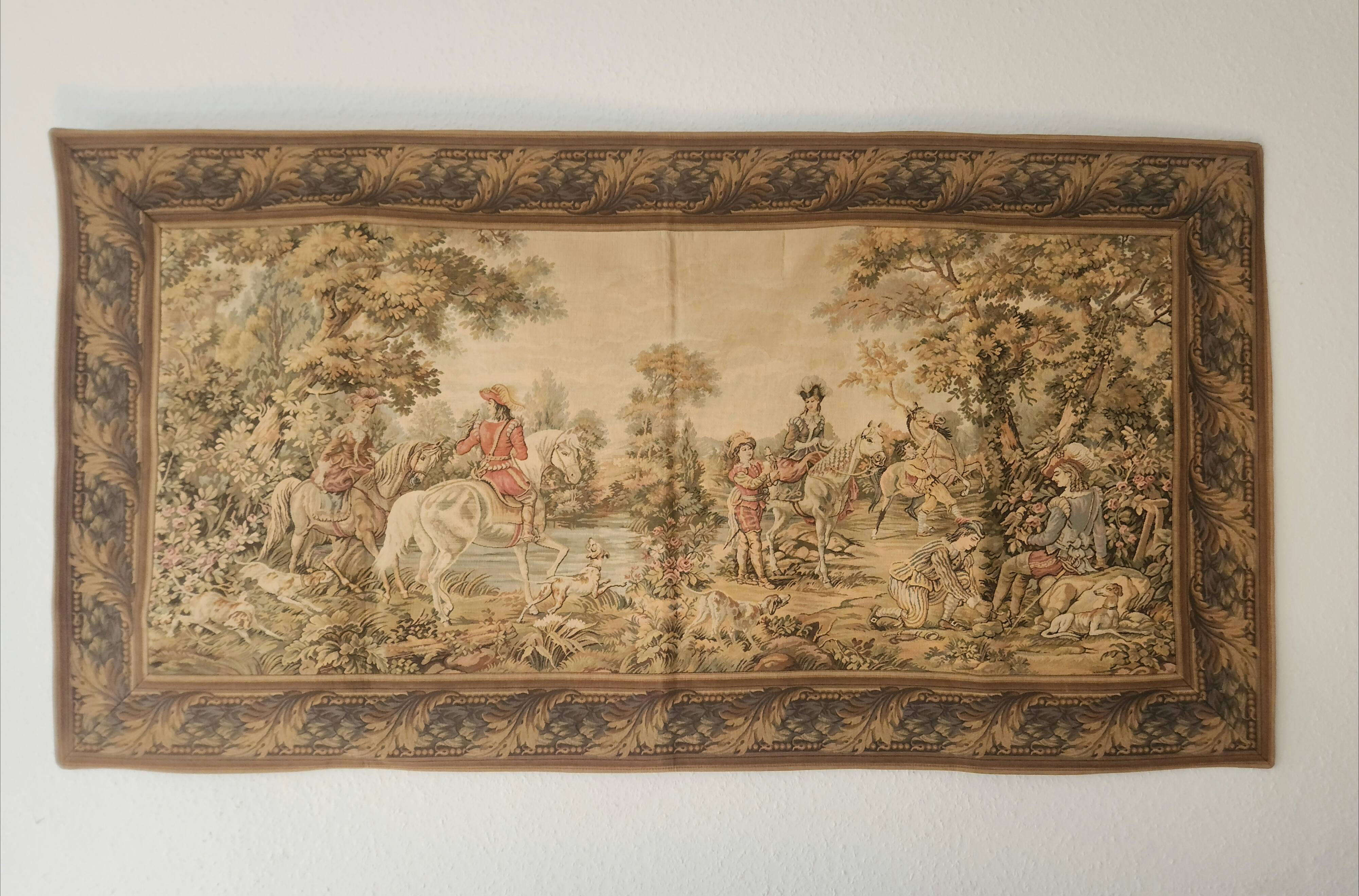 Tapestry Gobelin Hunting Landscape Rococo Jacquard Aubusson Style