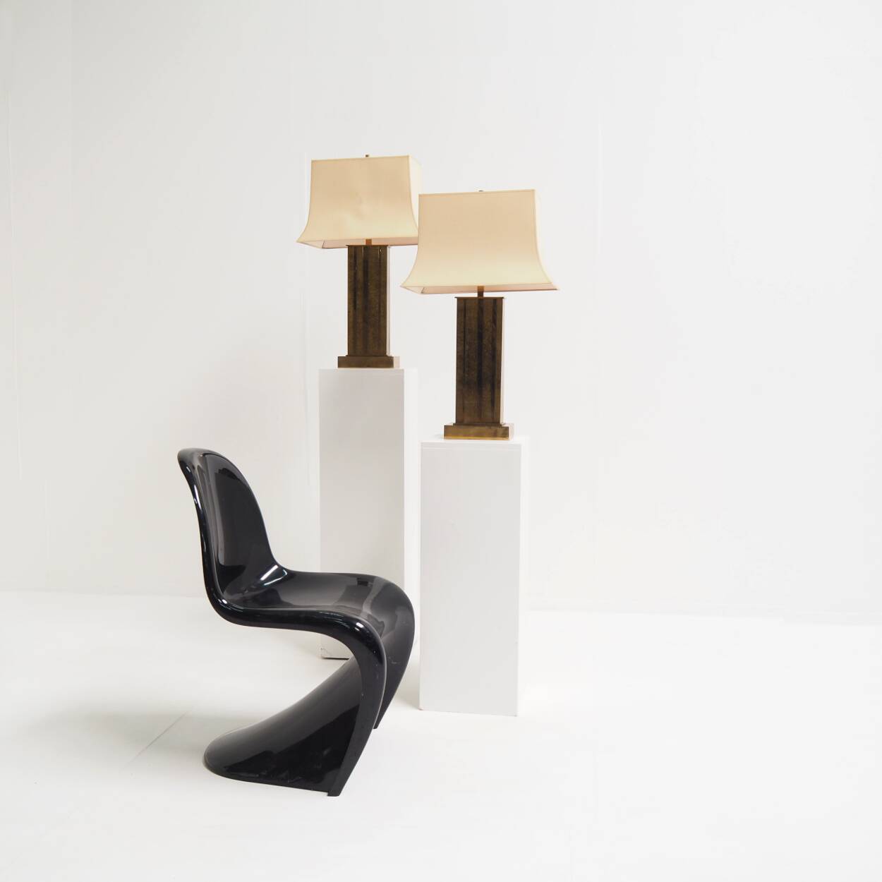 Pair of Large Brass Table Lamps by Willy Daro, Belgium, 1970s