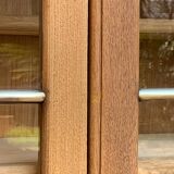 Parisian glass cabinet in solid raw oak, 1950