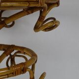 Chunky large bamboo rattan coat rack, 1960s