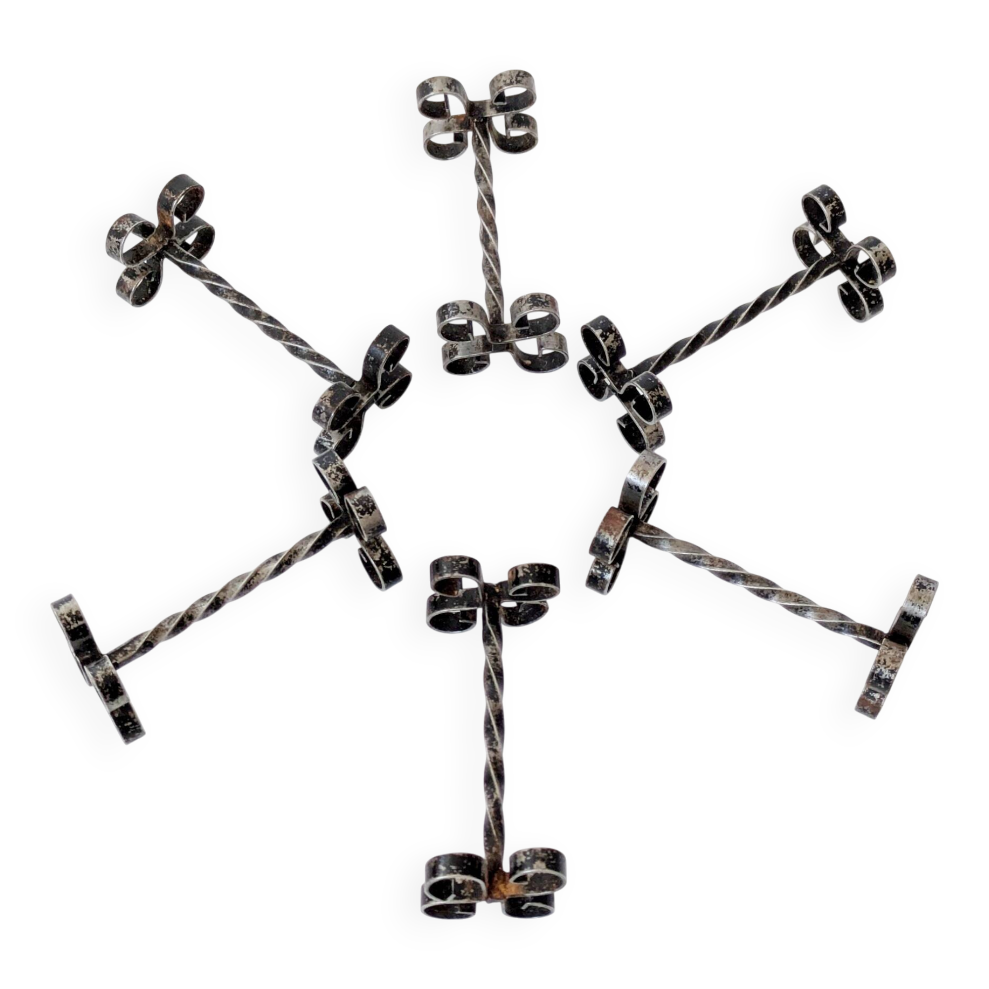 Set of 6 vintage wrought iron knife rests, France, 1970s