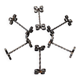 Set of 6 vintage wrought iron knife rests, France, 1970s