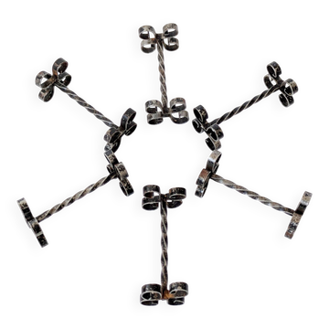 Set of 6 vintage wrought iron knife rests, France, 1970s