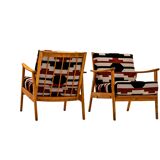 Pair of armchairs with bold geometric upholstery
