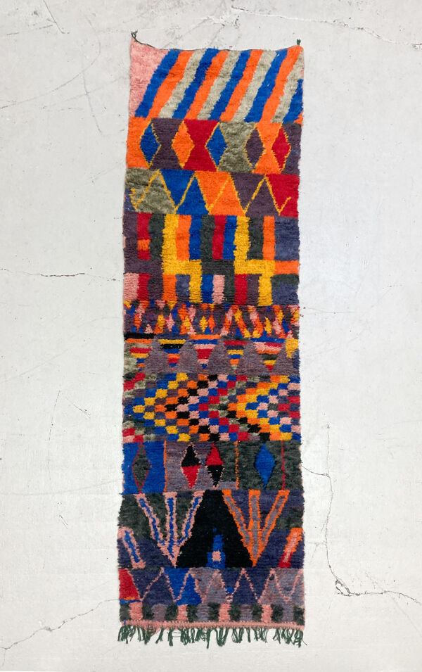 Tapis berbère marocain Boujaad couloir à motifs multicolores 288x84cm