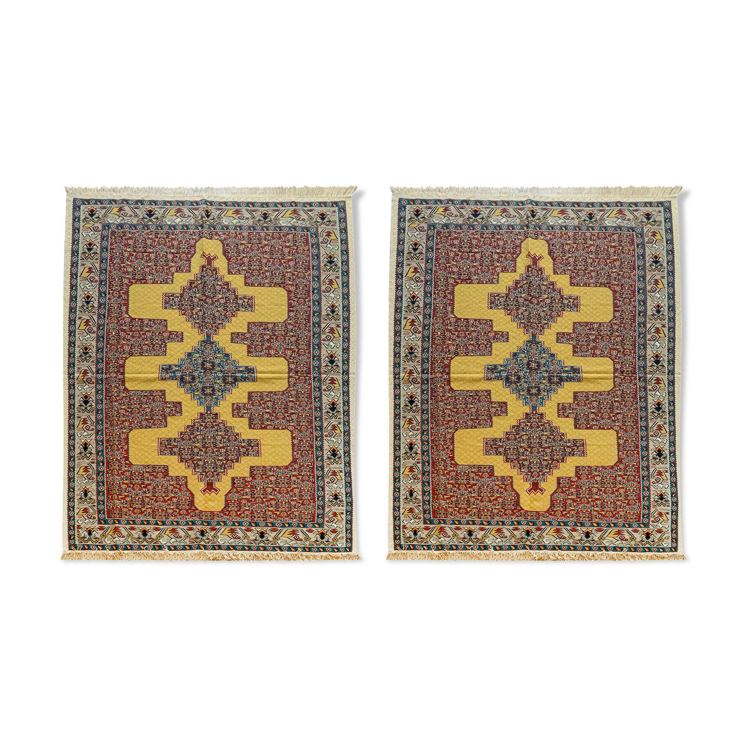 Pair Of New Persian Kilims Handwoven Kurdish Senneh Area Rugs- 115x166cm