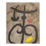 Joan Miro Lithographie « Composition 11 » Femme assise 56x45cm 1960 Maeght 1965