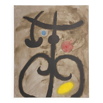 Joan Miro Lithograph “Composition 11” Seated woman 56x45cm 1960 Maeght 1965