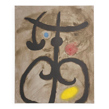 Joan Miro Lithograph “Composition 11” Seated woman 56x45cm 1960 Maeght 1965